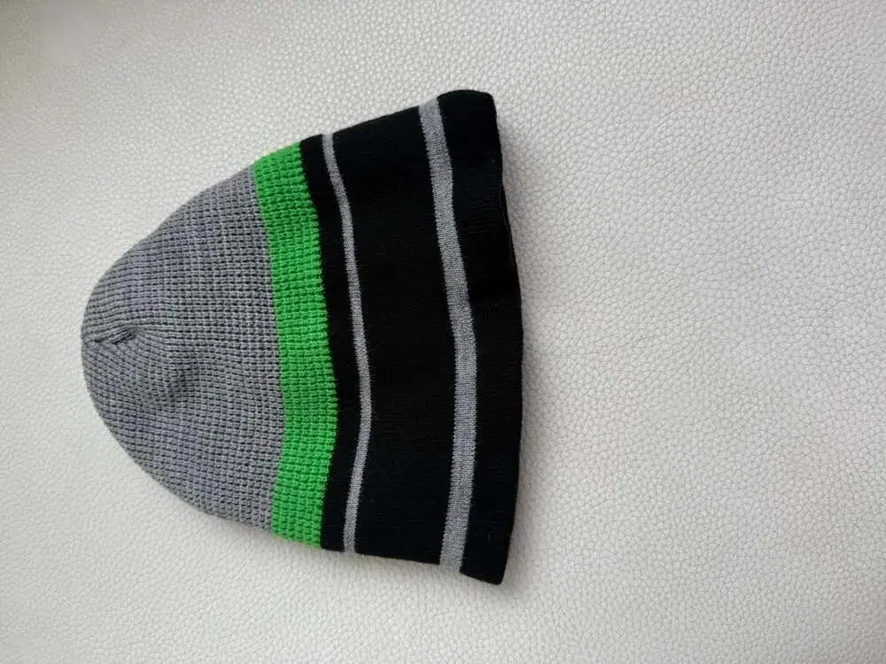 Minecraft Creeper Logo Striped Knit Beanie Hat